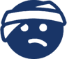 A blue face with a hat on it's head.