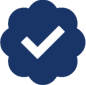 A blue button with an image of a check mark.